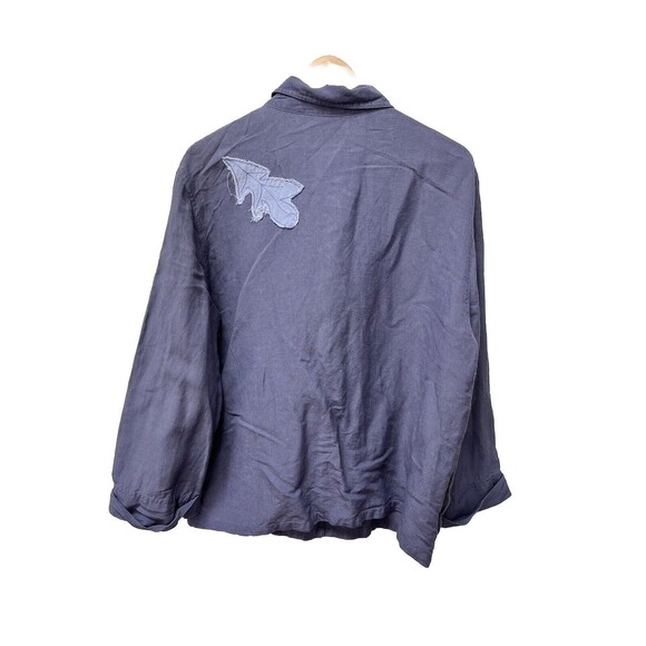 HEART of PALM Tropical Linen Resort Jacket Womens Sz 14 Artsy Blue Art to Wear - Picture 7 of 8